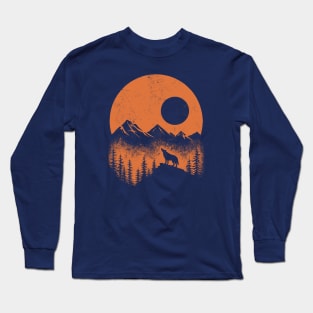 Grungy Wolf Long Sleeve T-Shirt